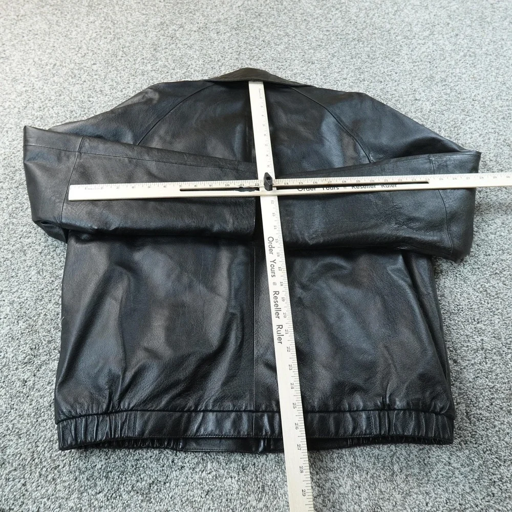 Covington Jacket Mens L Black Leather Bomber Full Zip Coat Aviator Motorcycle